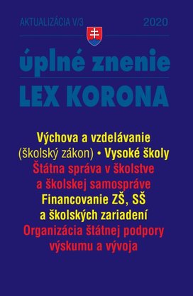 Aktualizácia V/3 2020 – štátna správa, školstvo, výskum a vývoj
