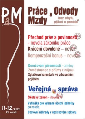 Práce a mzdy 11-12/2020 Novela zákoníku práce – přechod práv a povinností