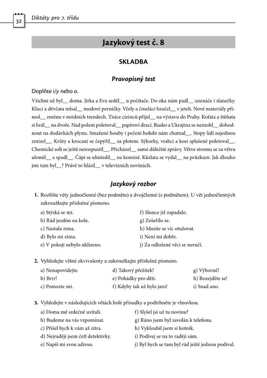 Diktáty a testy pro 7. třídu