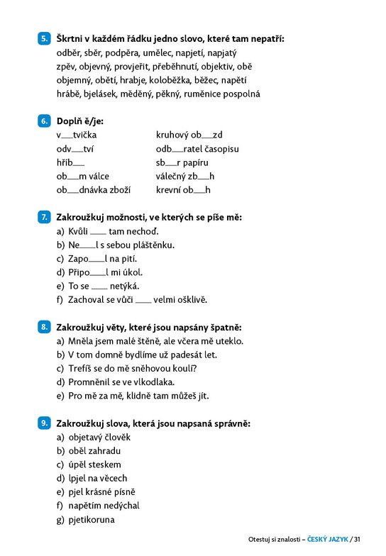 Otestuj si znalosti – Český jazyk pro 5. třídu 
