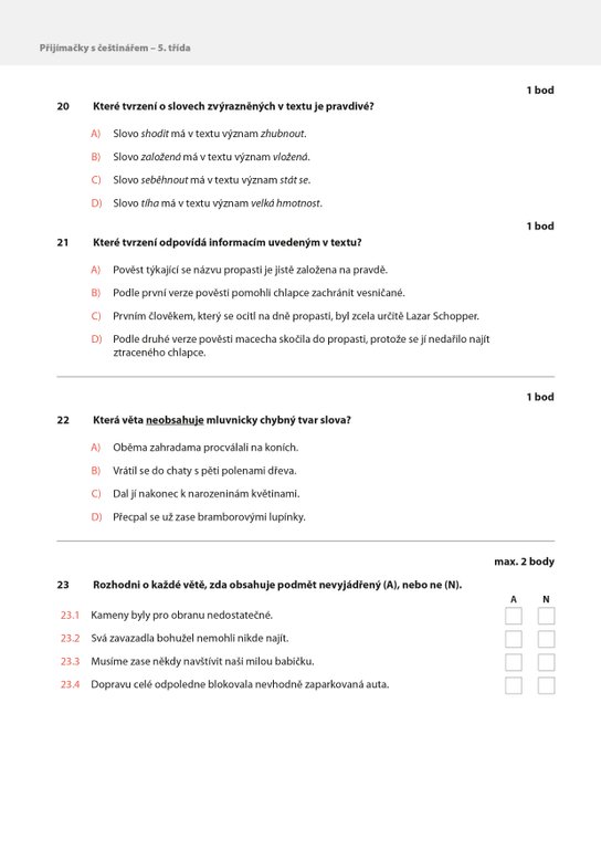 Přijímačky s češtinářem – 5. třída