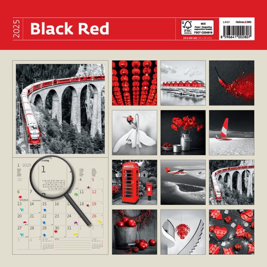 Black Red 2025 - nástěnný kalendář