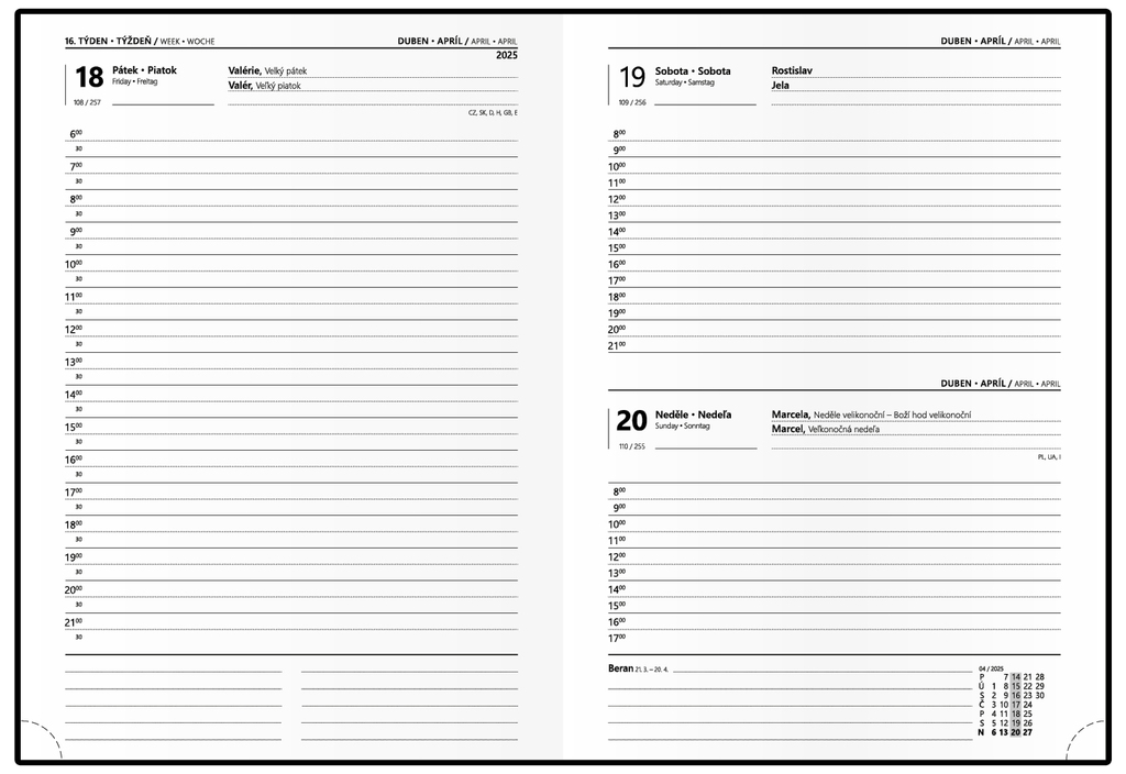 Denní diář 2025 Adam Vivella B6 černá
