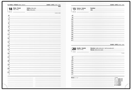 Denní diář 2025 Adam Vivella extra B6 Kapradí