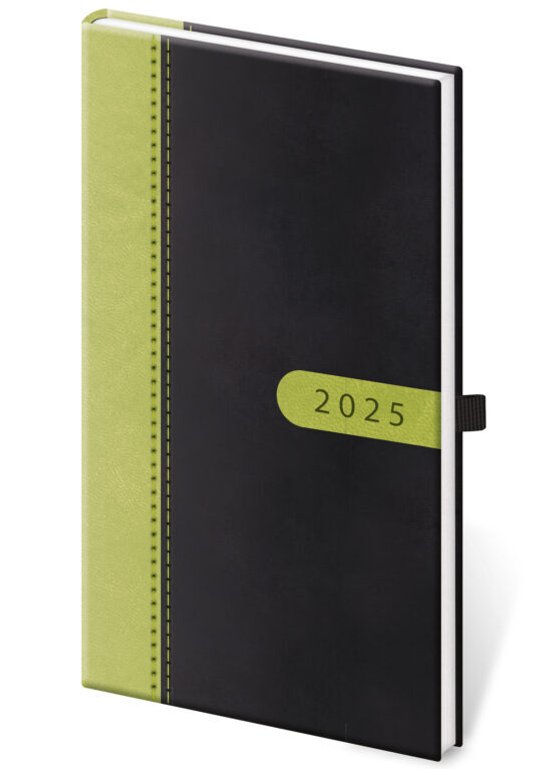 Kapesní diář 2025 Bora černo/zelený