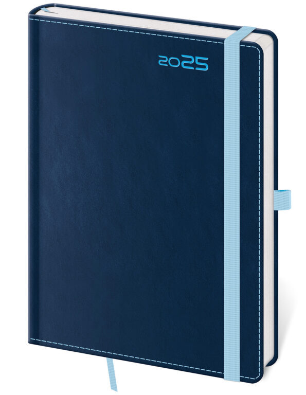 Týdenní diář 2025 A5 Double Blue s poutkem