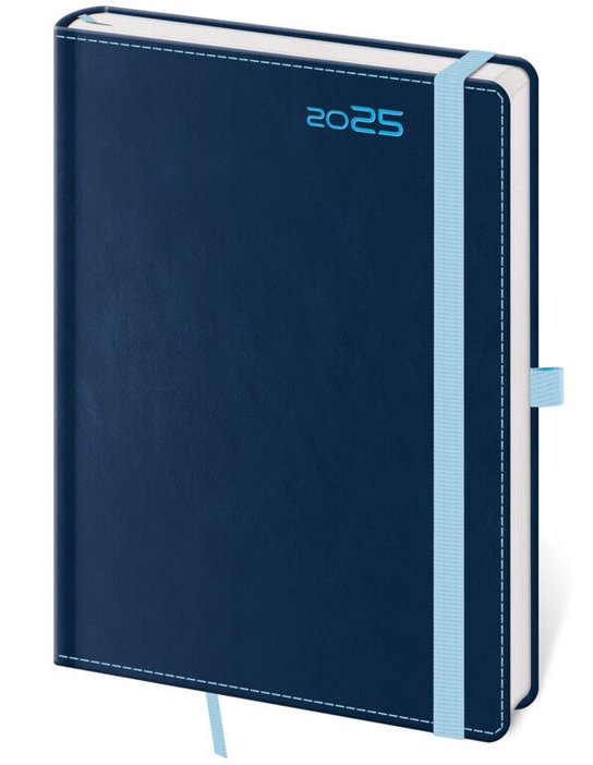 Týdenní diář 2025 A5 Double Blue s poutkem