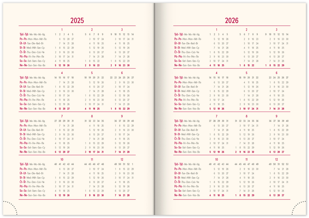 Týdenní diář Vellum 2025 modrý