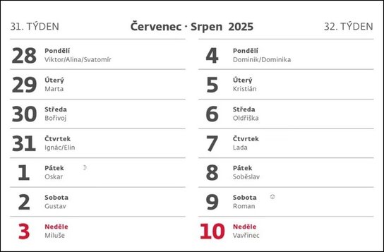 Plánovací mini 14denní kalendář 2025 - stolní kalendář