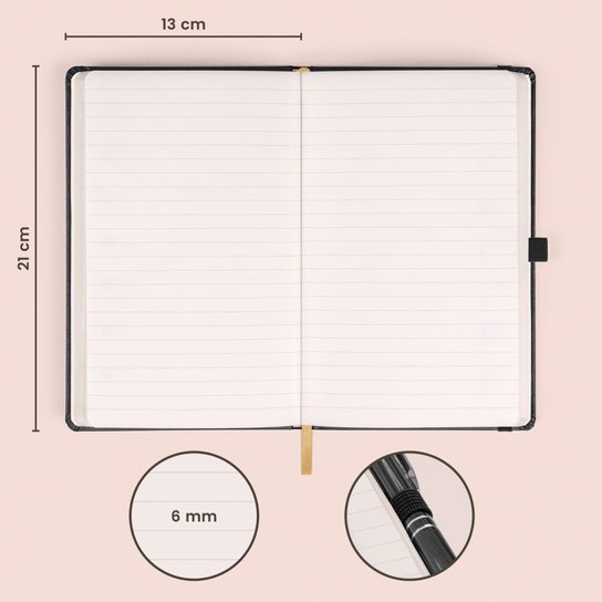Notes černý linkovaný 13 × 21 cm