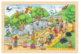 Dřevěné puzzle Návštěva ZOO 24 dílků