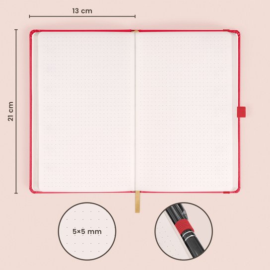 Notes červený tečkovaný 13 × 21 cm