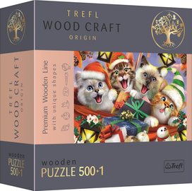 Dřevěné puzzle Vánoční kočky 501 dílků