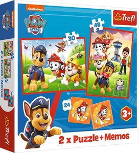 Sada 3v1 Tlapková patrola v akci (2x puzzle + pexeso)