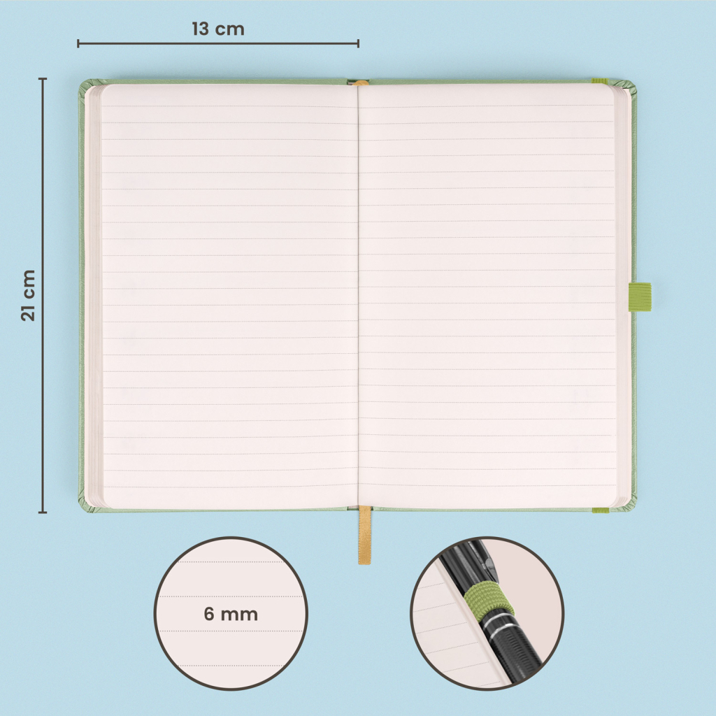 Notes zelený linkovaný 13 × 21 cm