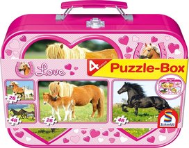 Puzzle Koně 4v1 v plechovém kufříku