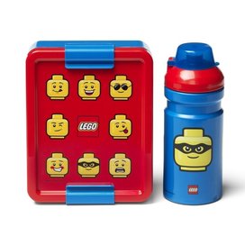 LEGO ICONIC Classic svačinový set (láhev a box) červená/modrá