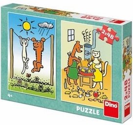 Puzzle 2x48 Pejsek a kočička