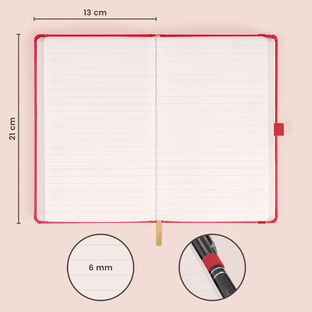 Notes červený linkovaný 13 × 21 cm