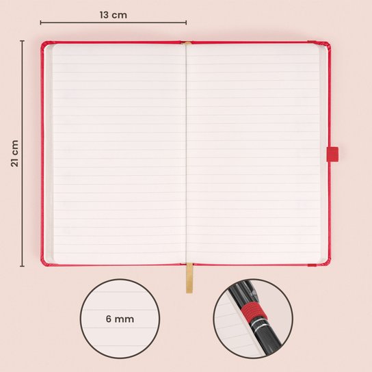 Notes červený linkovaný 13 × 21 cm