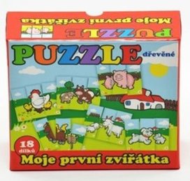 Puzzle Moje první zvířátka dřevěné 18 dílků pro nejmenší v krabičce