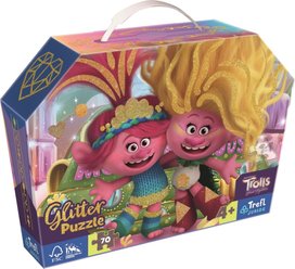Třpytivé Glitter puzzle v kufříku Trollové 3