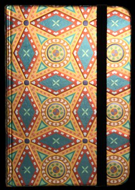 Zápisník s gumičkou 95x140 mm zlatooranžový ornament