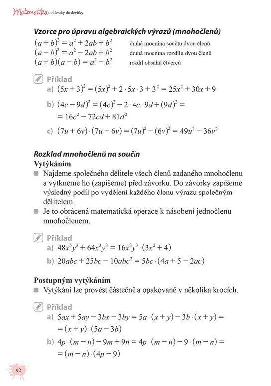 Matematika od šestky do devítky