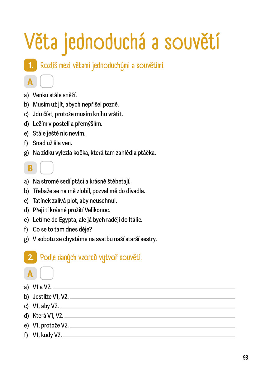 Krátká cvičení z českého jazyka pro 2. a 3. třídu ZŠ