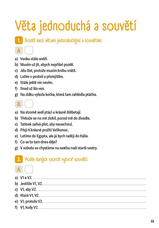 Krátká cvičení z českého jazyka pro 2. a 3. třídu ZŠ