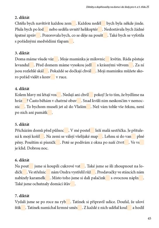 Diktáty a doplňovačky na doma i do školy pro 4. a 5. třídu ZŠ