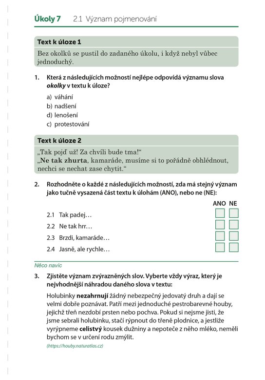 Desetiminutovky. Přijímací zkoušky z češtiny – 5. třída
