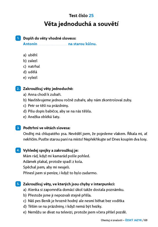 Otestuj si znalosti – Český jazyk pro 3. třídu 
