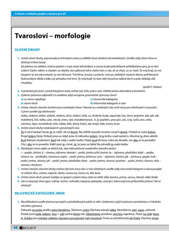 Cvičení z českého jazyka v kostce pro SŠ