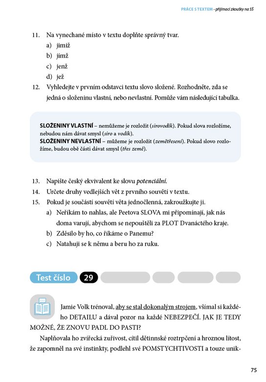Příprava na přijímací zkoušky na SŠ – Práce s textem
