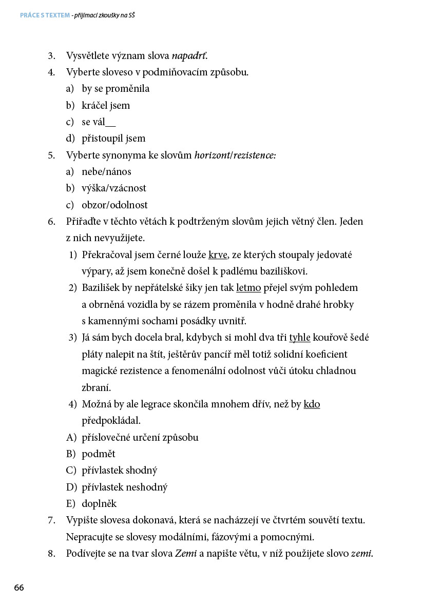 Příprava na přijímací zkoušky na SŠ – Práce s textem