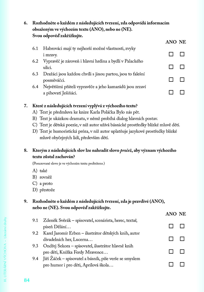 Přijímací zkoušky na víceletá gymnázia – český jazyk