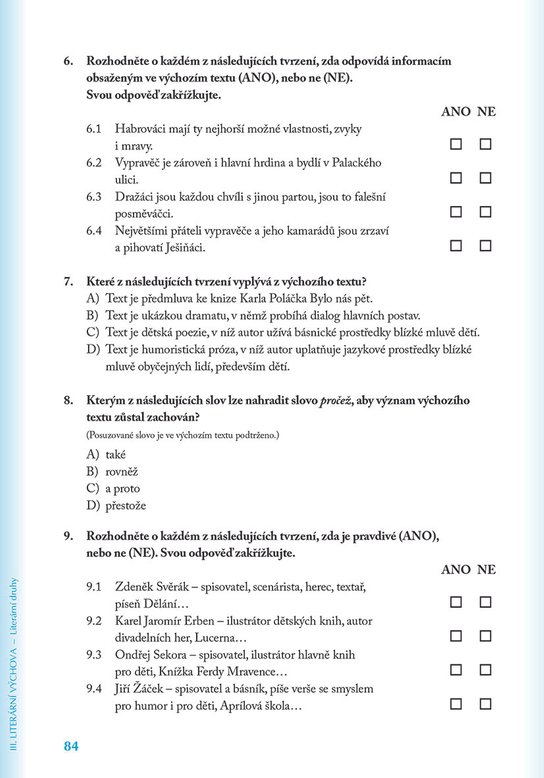 Přijímací zkoušky na víceletá gymnázia – český jazyk