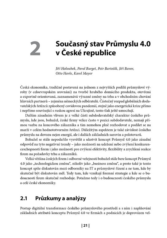 Průmysl 4.0 - Základ ekonomické transformace ČR