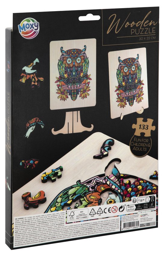 Dřevěné puzzle Sova 132 dílků