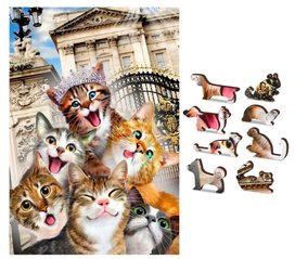 Dřevěné puzzle Koťata v Londýně 2v1