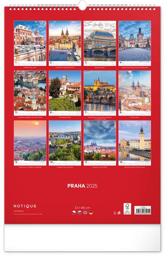 Praha 2025 - nástěnný kalendář