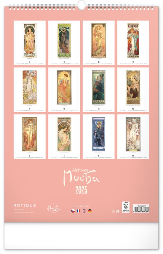 Alfons Mucha 2025 - nástěnný kalendář
