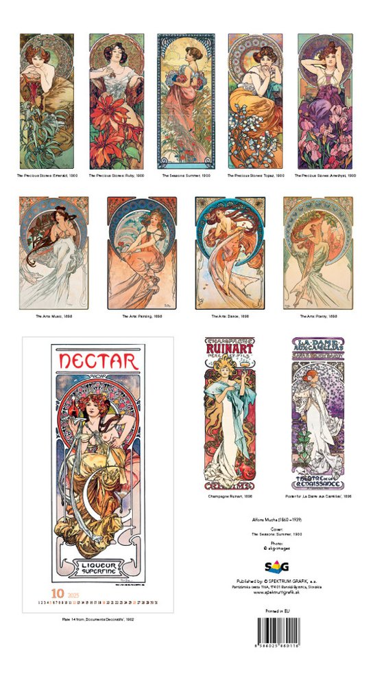 Alfons Mucha 2025 - nástěnný kalendář