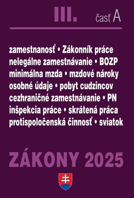 Zákony III A/2025 - Pracovnoprávne vzťahy a zamestnávanie