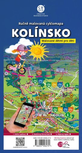 Ručně malovaná cyklomapa Kolínsko