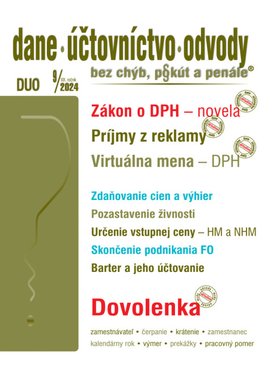 Dane, účtovníctvo, odvody bez chýb, pokút a penále č. 9 / 2024 - Zákon o DPH – novela
