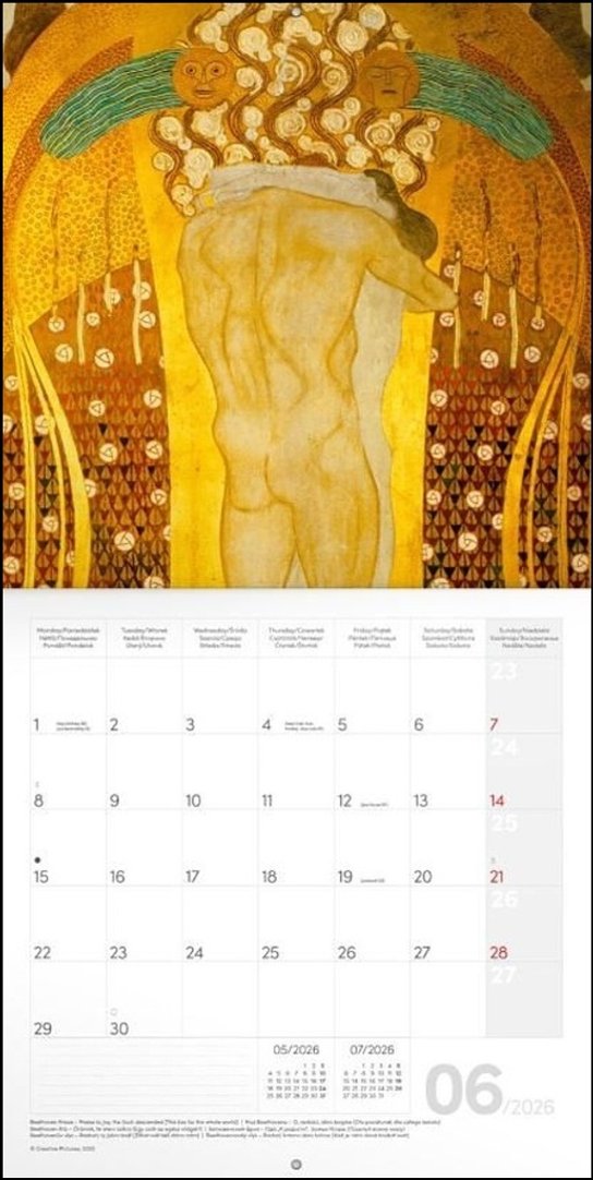 Poznámkový kalendář Gustav Klimt 2026 - nástěnný kalendář