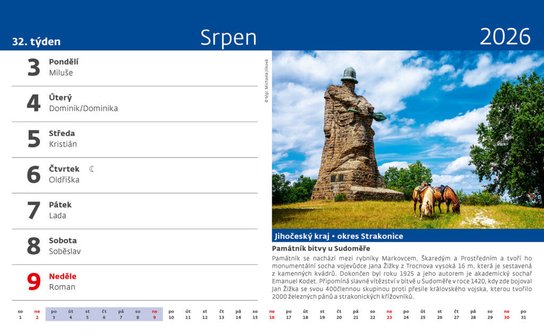Křížem krážem Českou republikou 2026 - stolní kalendář