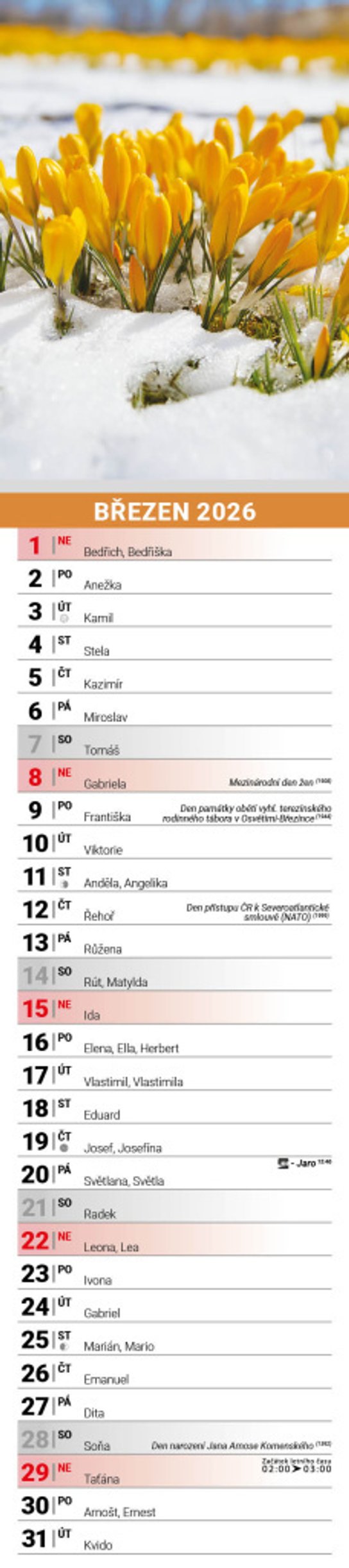 Květiny 2026 - nástěnný kalendář, kravata